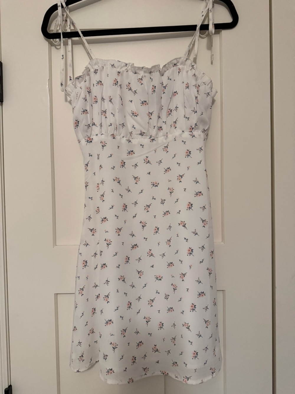 Lulu's White Mini Dress with Pink Floral Print